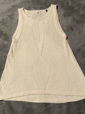 CAbi Cream Crochet Knit Tank - size M